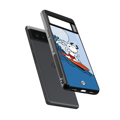 snoopy surfing back phone cover | glass case for google pixel 6