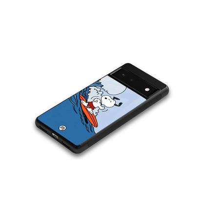 snoopy surfing back phone cover | glass case for google pixel 6