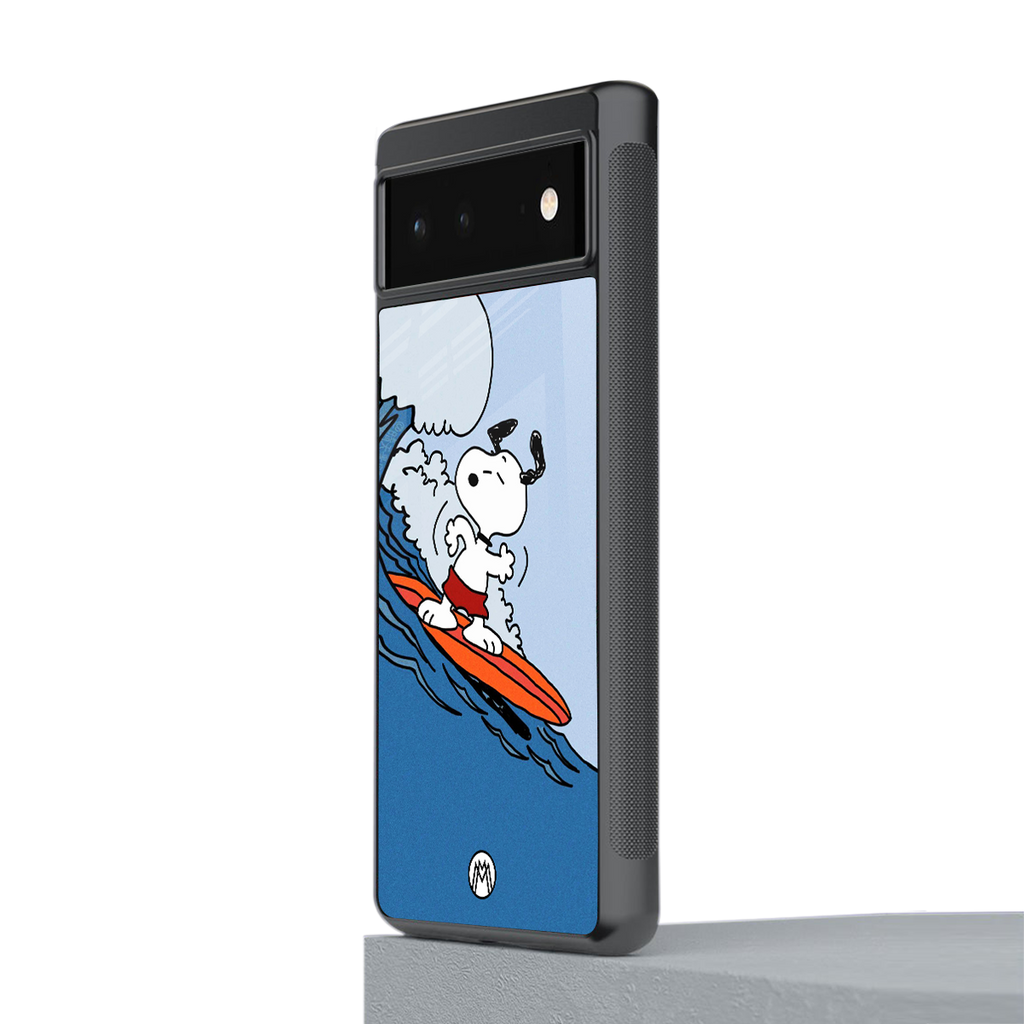 snoopy surfing back phone cover | glass case for google pixel 6