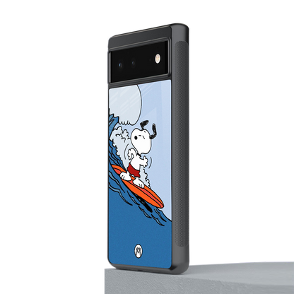 snoopy surfing back phone cover | glass case for google pixel 6