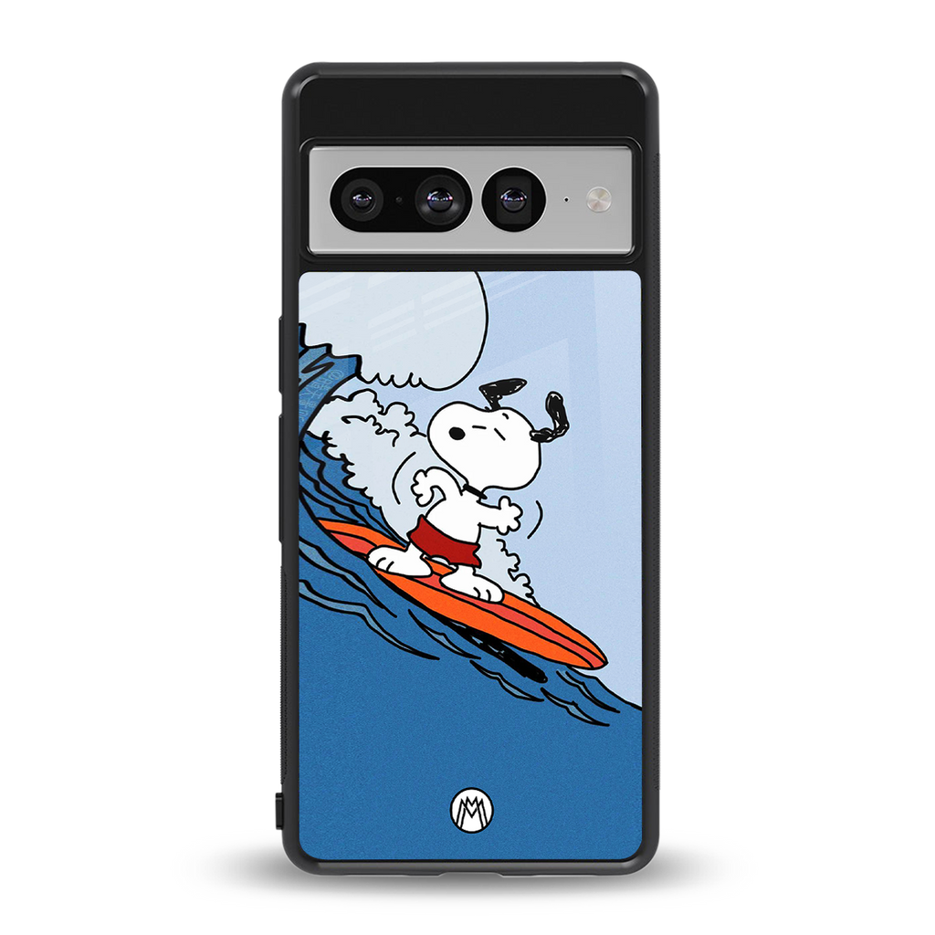 snoopy surfing back phone cover | glass case for google pixel 7 pro
