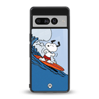 snoopy surfing back phone cover | glass case for google pixel 7 pro