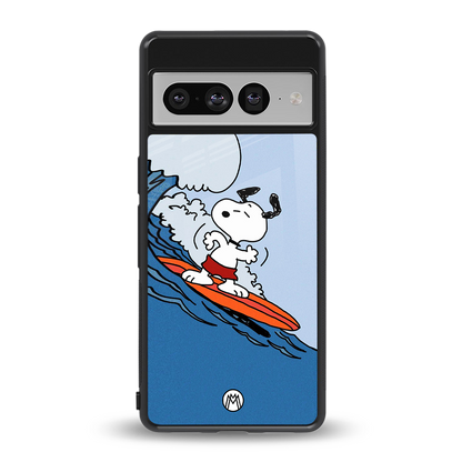 snoopy surfing back phone cover | glass case for google pixel 7 pro