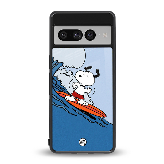 snoopy surfing back phone cover | glass case for google pixel 7 pro