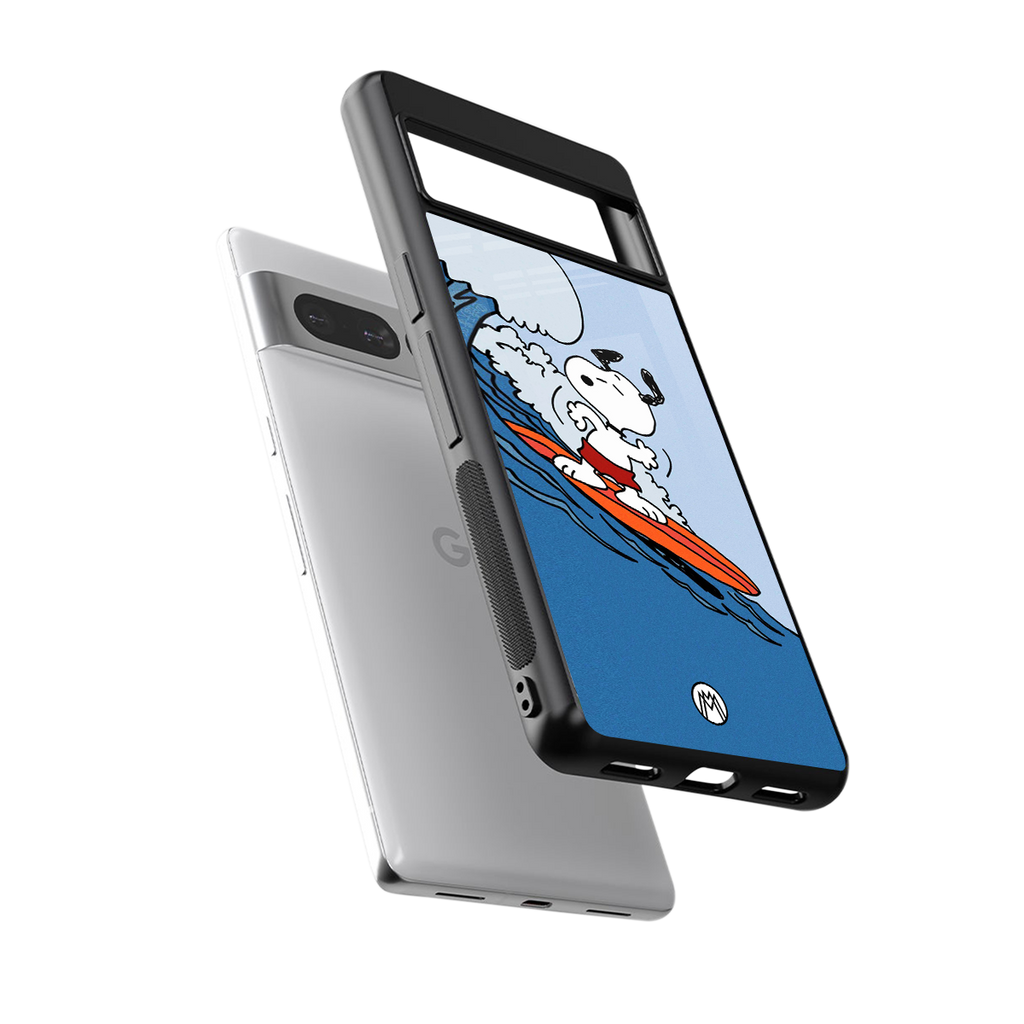 snoopy surfing back phone cover | glass case for google pixel 7 pro