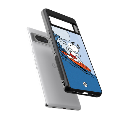 snoopy surfing back phone cover | glass case for google pixel 7 pro