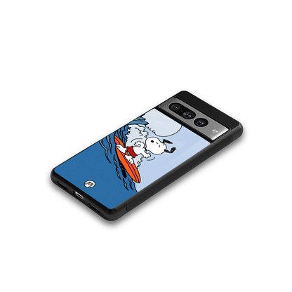 snoopy surfing back phone cover | glass case for google pixel 7 pro