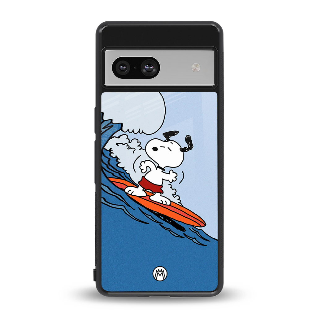 snoopy surfing back phone cover | glass case for Google Pixel 7