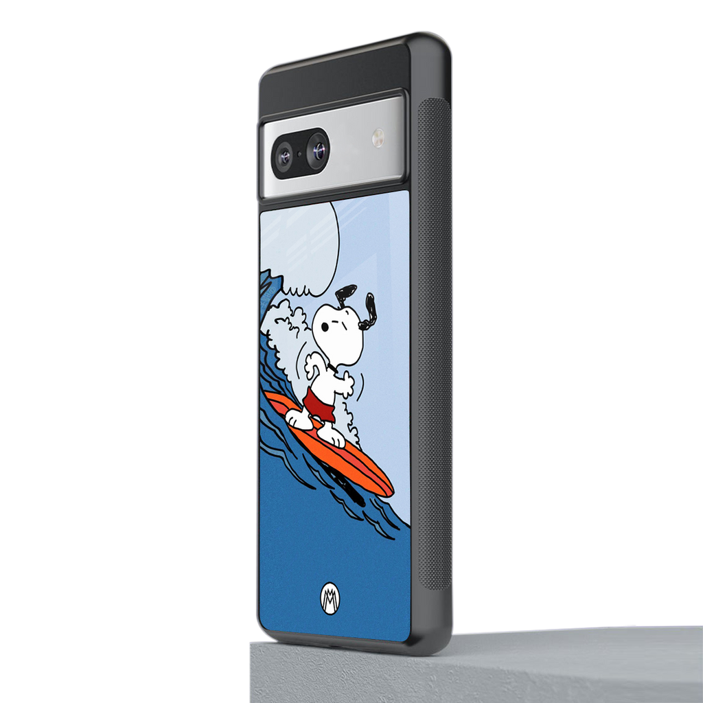 snoopy surfing back phone cover | glass case for Google Pixel 7