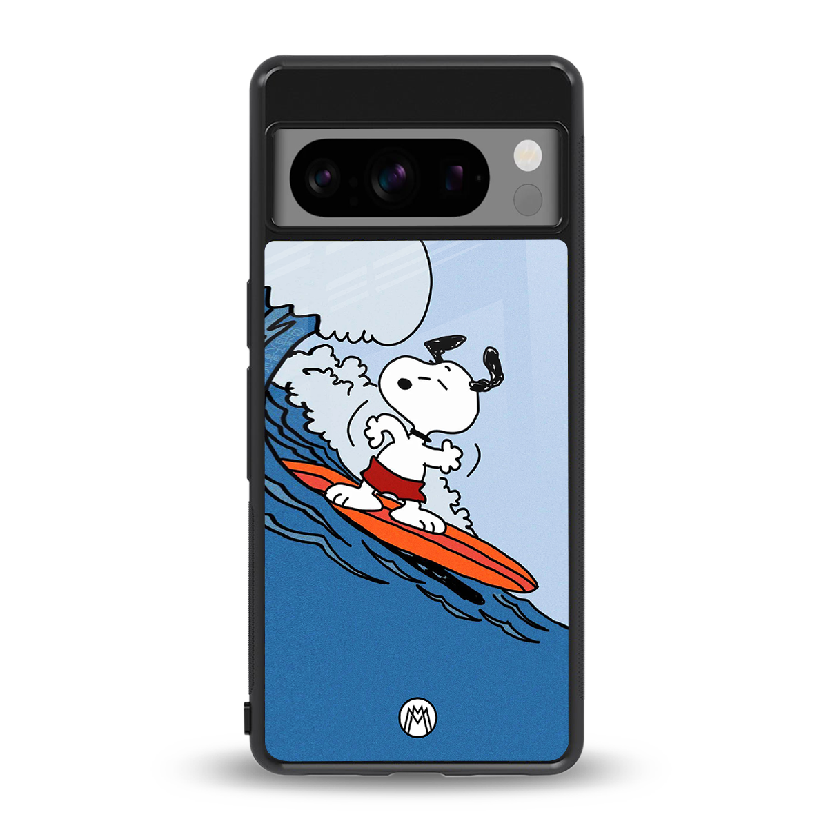 snoopy surfing back phone cover | glass case for google pixel 8 pro