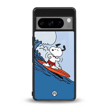 snoopy surfing back phone cover | glass case for google pixel 8 pro