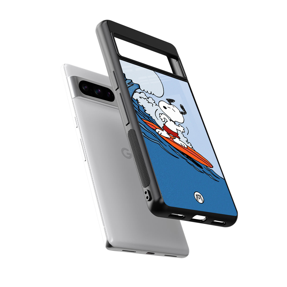 snoopy surfing back phone cover | glass case for google pixel 8 pro
