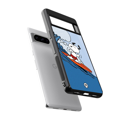 snoopy surfing back phone cover | glass case for google pixel 8 pro