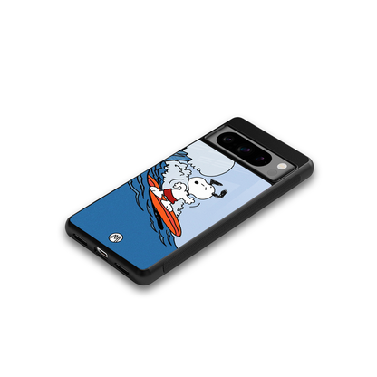 snoopy surfing back phone cover | glass case for google pixel 8 pro