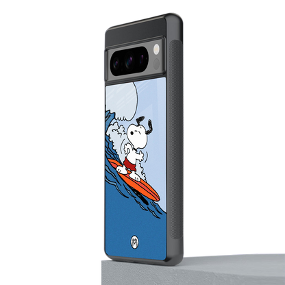 snoopy surfing back phone cover | glass case for google pixel 8 pro