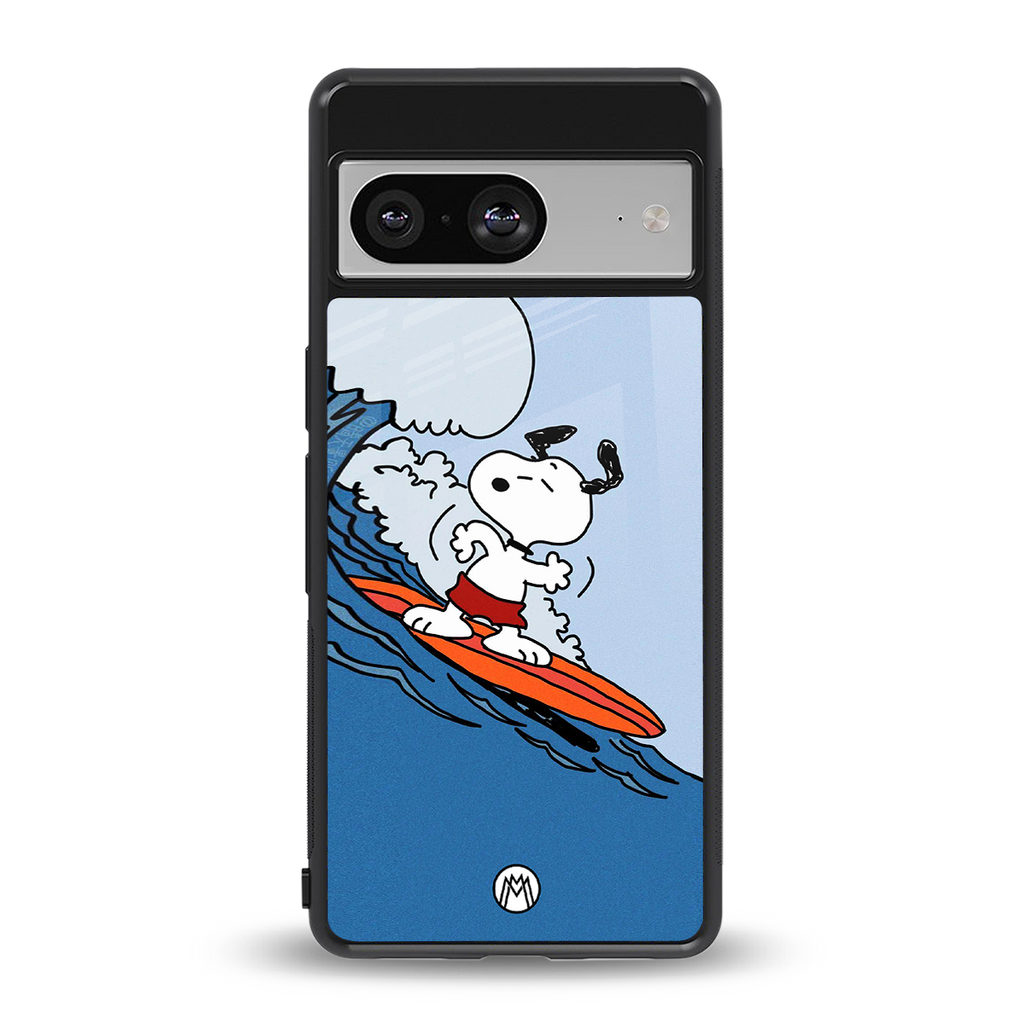 snoopy surfing back phone cover | glass case for Google Pixel 8