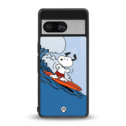 snoopy surfing back phone cover | glass case for Google Pixel 8