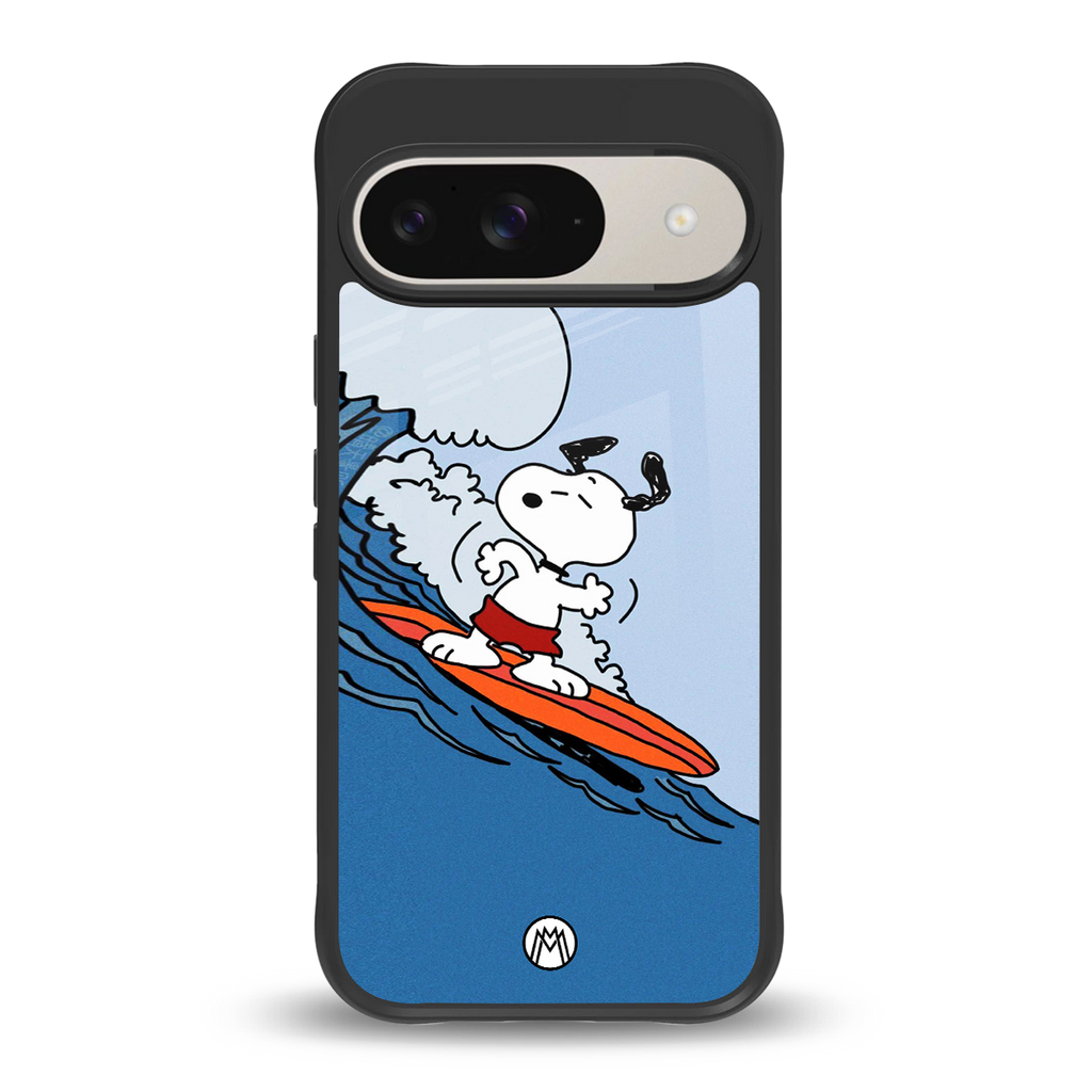 snoopy surfing back phone cover | glass case for google pixel 9