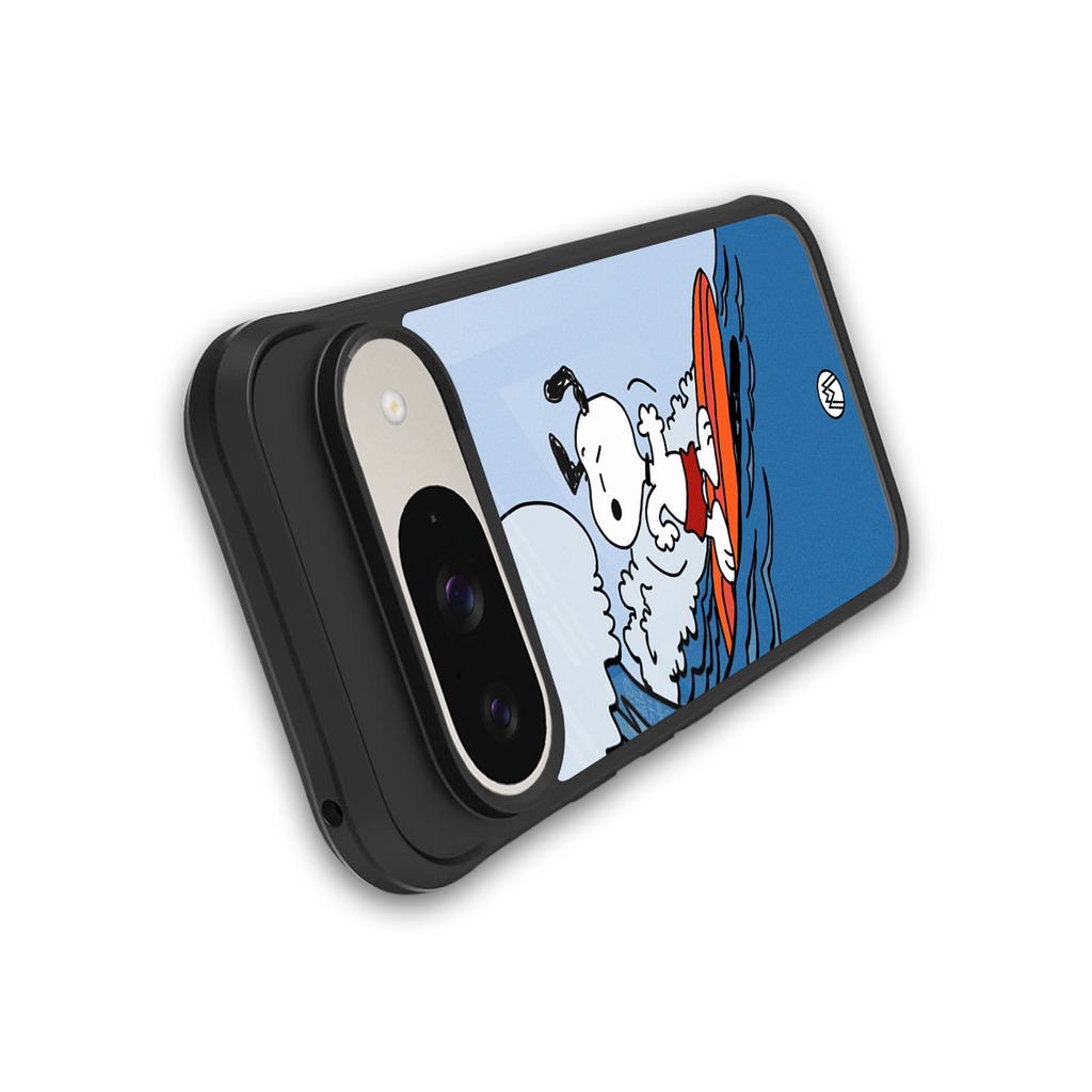snoopy surfing back phone cover | glass case for google pixel 9