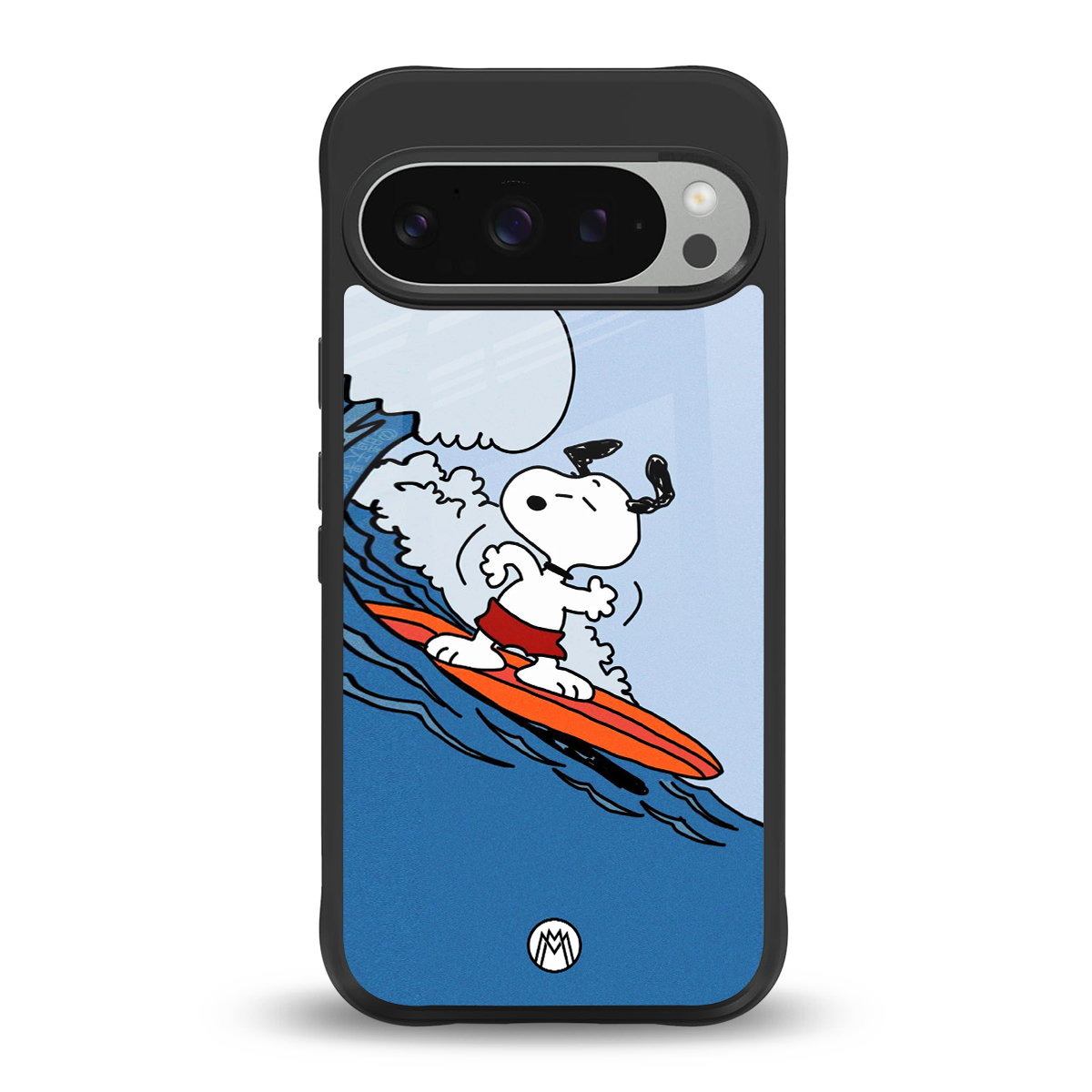 snoopy surfing back phone cover | glass case for google pixel 9 pro xl