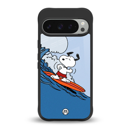 snoopy surfing back phone cover | glass case for google pixel 9 pro xl