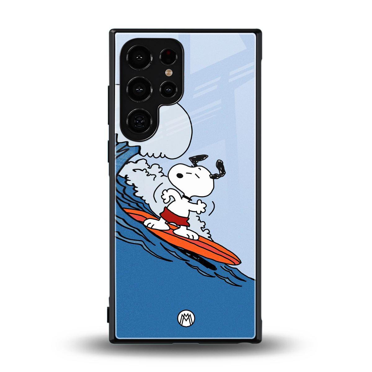snoopy surfing back phone cover | glass case for samsung galaxy s24 ultra