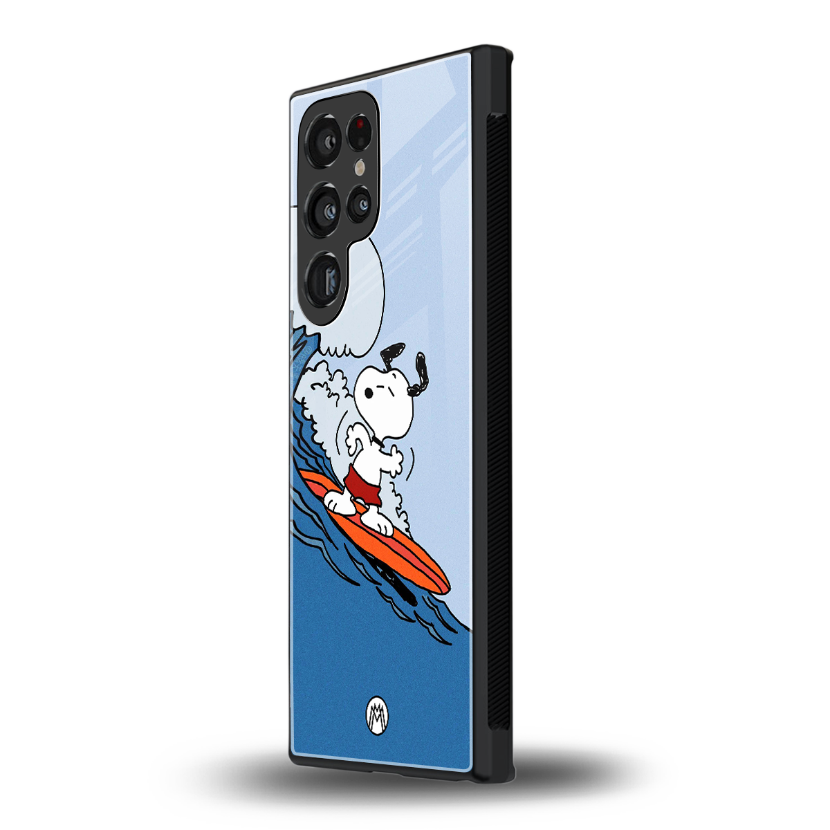 snoopy surfing back phone cover | glass case for samsung galaxy s23 ultra
