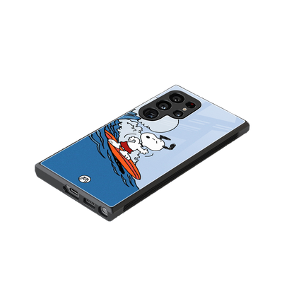 snoopy surfing back phone cover | glass case for samsung galaxy s24 ultra