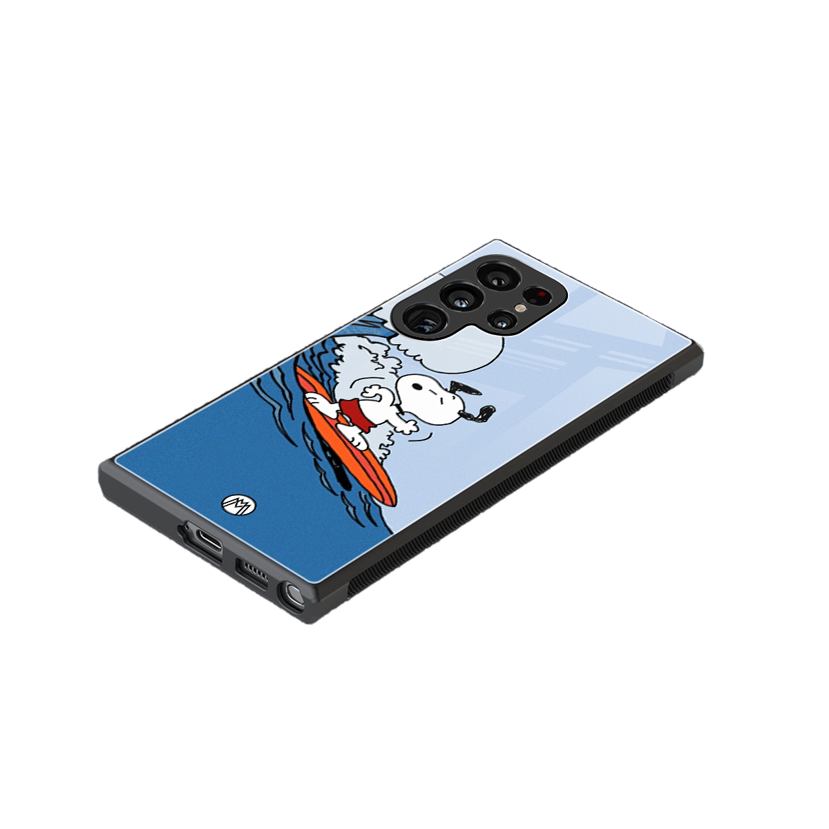 snoopy surfing back phone cover | glass case for samsung galaxy s23 ultra