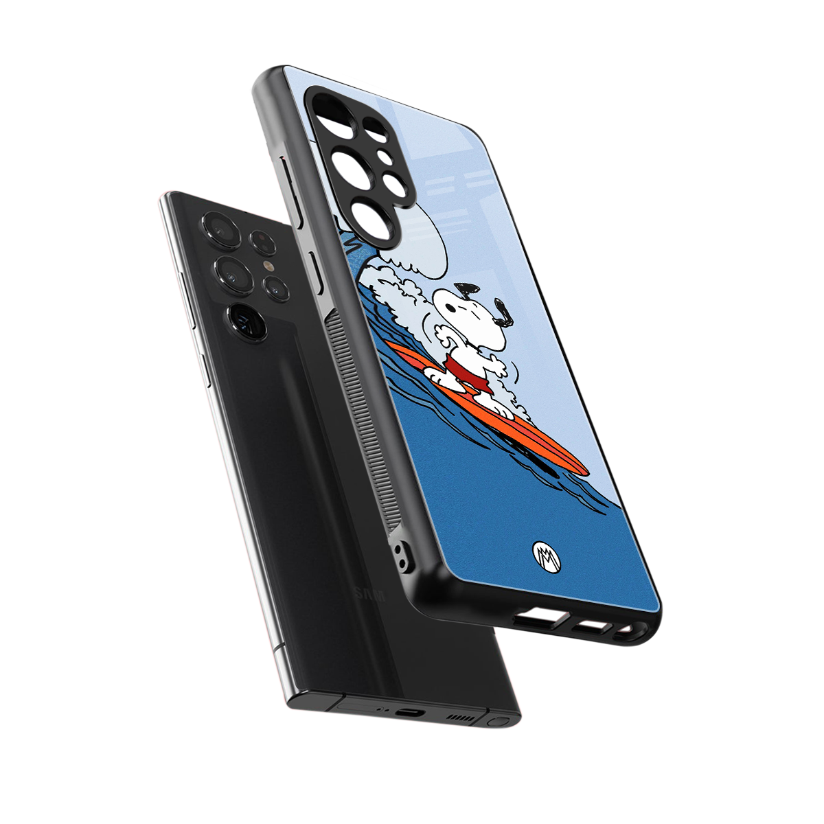 snoopy surfing back phone cover | glass case for samsung galaxy s25 ultra