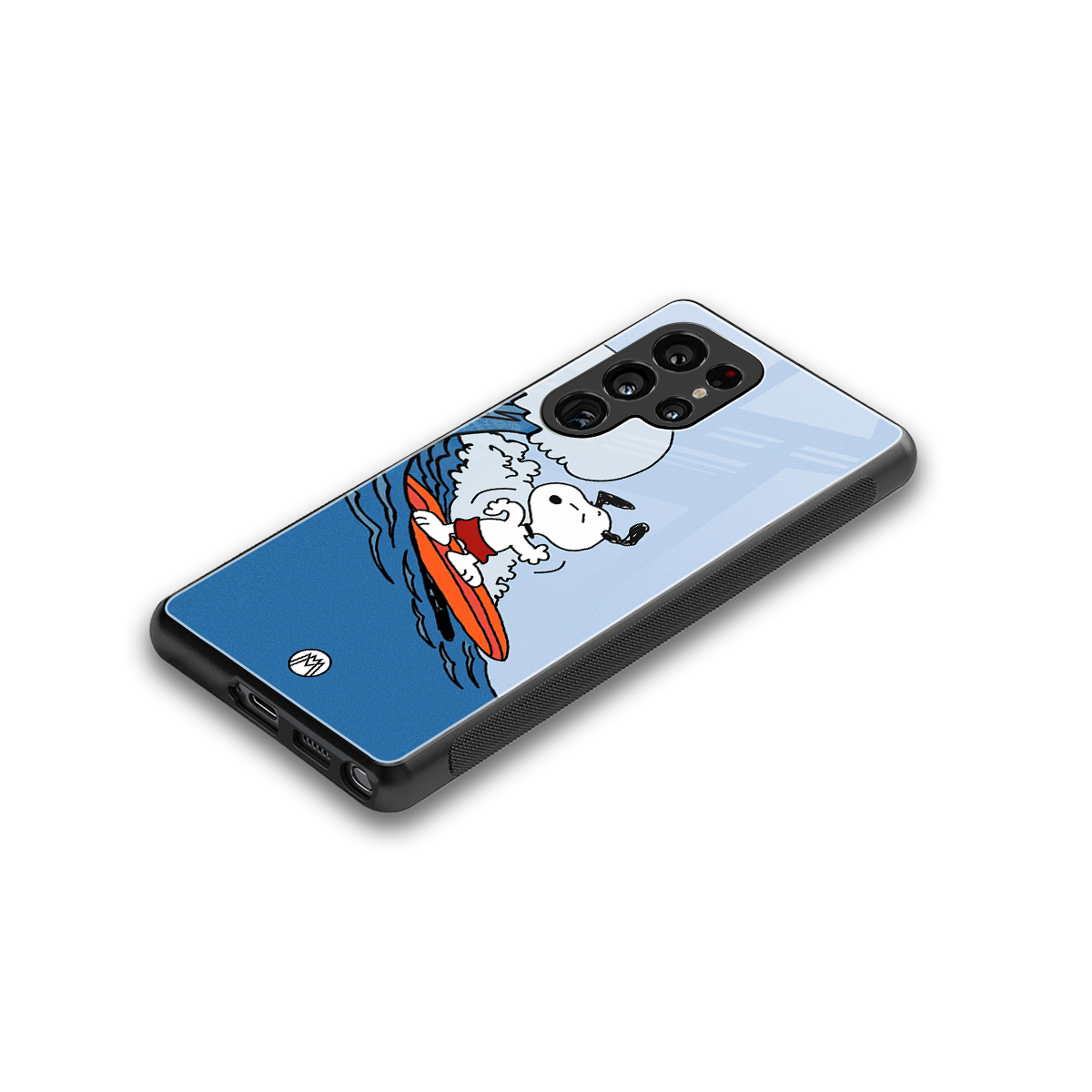 snoopy surfing back phone cover | glass case for samsung galaxy s25 ultra