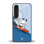 snoopy surfing back phone cover | glass case for samsung galaxy s24