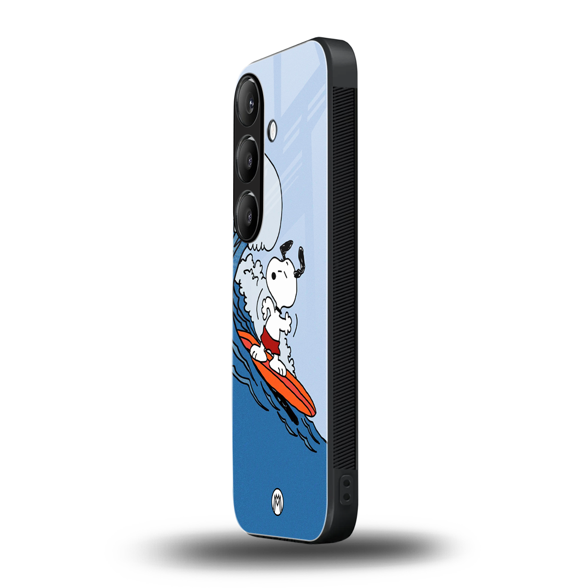 snoopy surfing back phone cover | glass case for samsung galaxy s24 plus