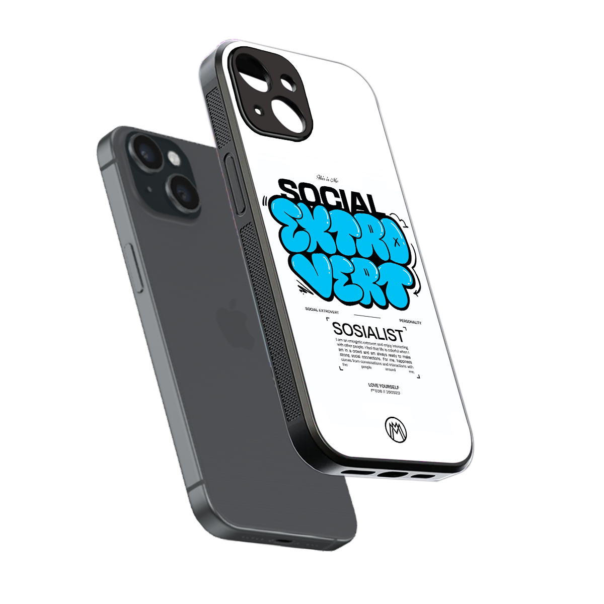 social extrovert back phone cover | glass case for iphone 13 mini