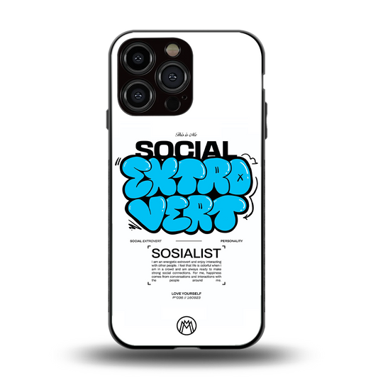 social extrovert back phone cover | glass case for iphone 13 pro max