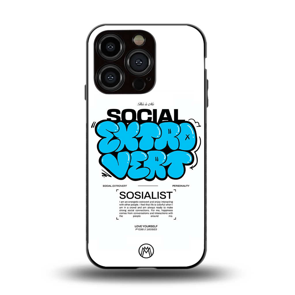 social extrovert back phone cover | glass case for iphone 13 pro