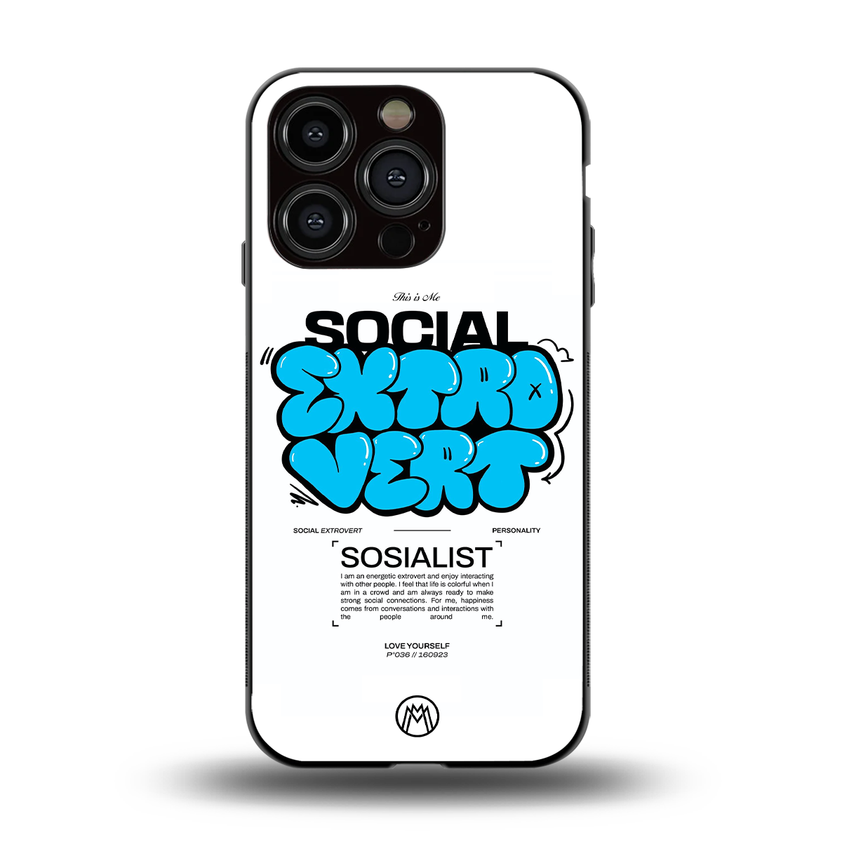 social extrovert back phone cover | glass case for iphone 13 pro