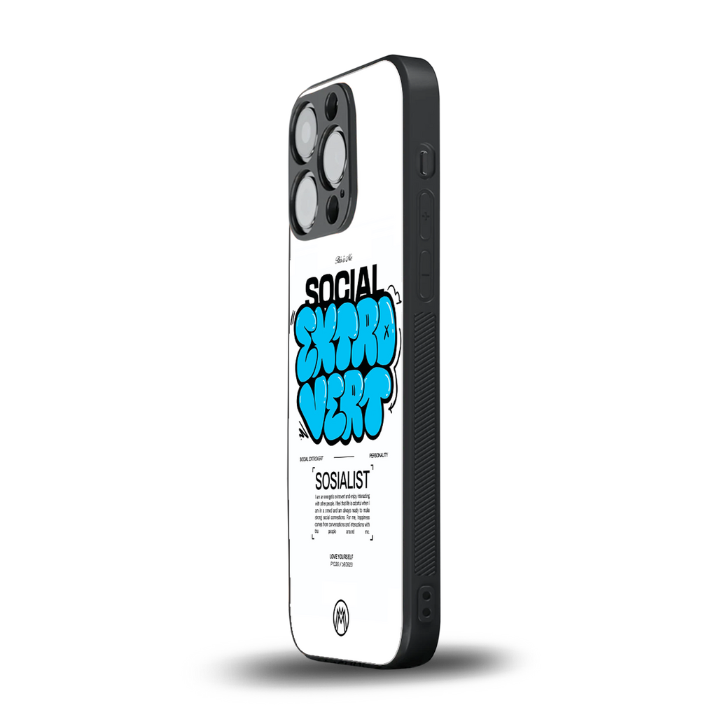 social extrovert back phone cover | glass case for iphone 13 pro