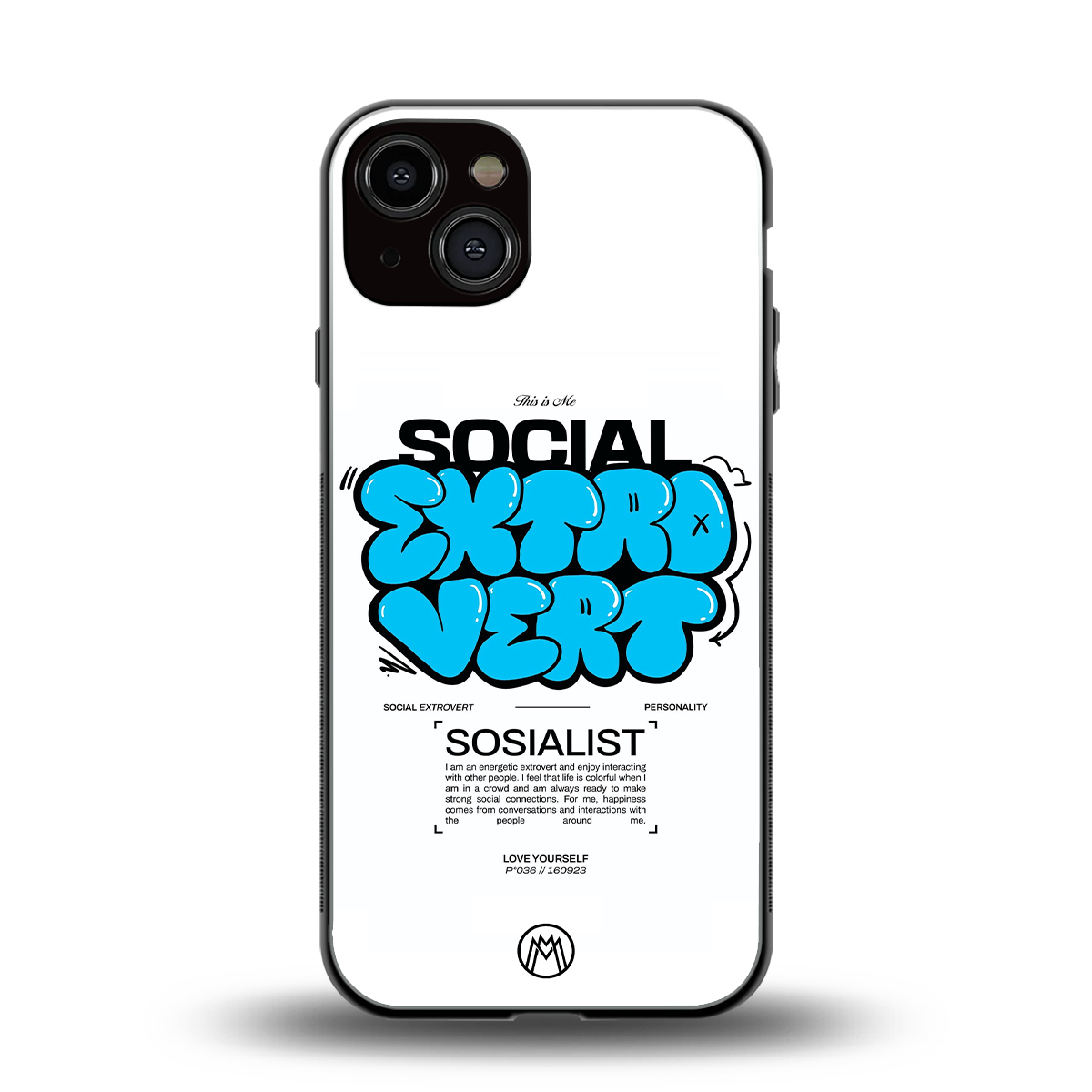 social extrovert back phone cover | glass case for iphone 13