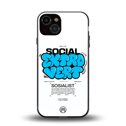 social extrovert back phone cover | glass case for iphone 13