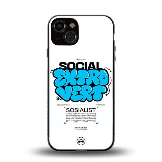 social extrovert back phone cover | glass case for iphone 13