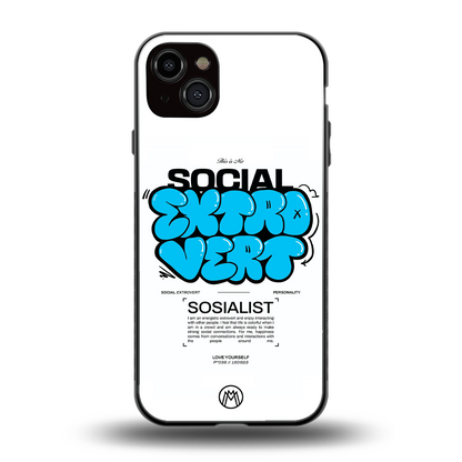 social extrovert back phone cover | glass case for iphone 14 plus