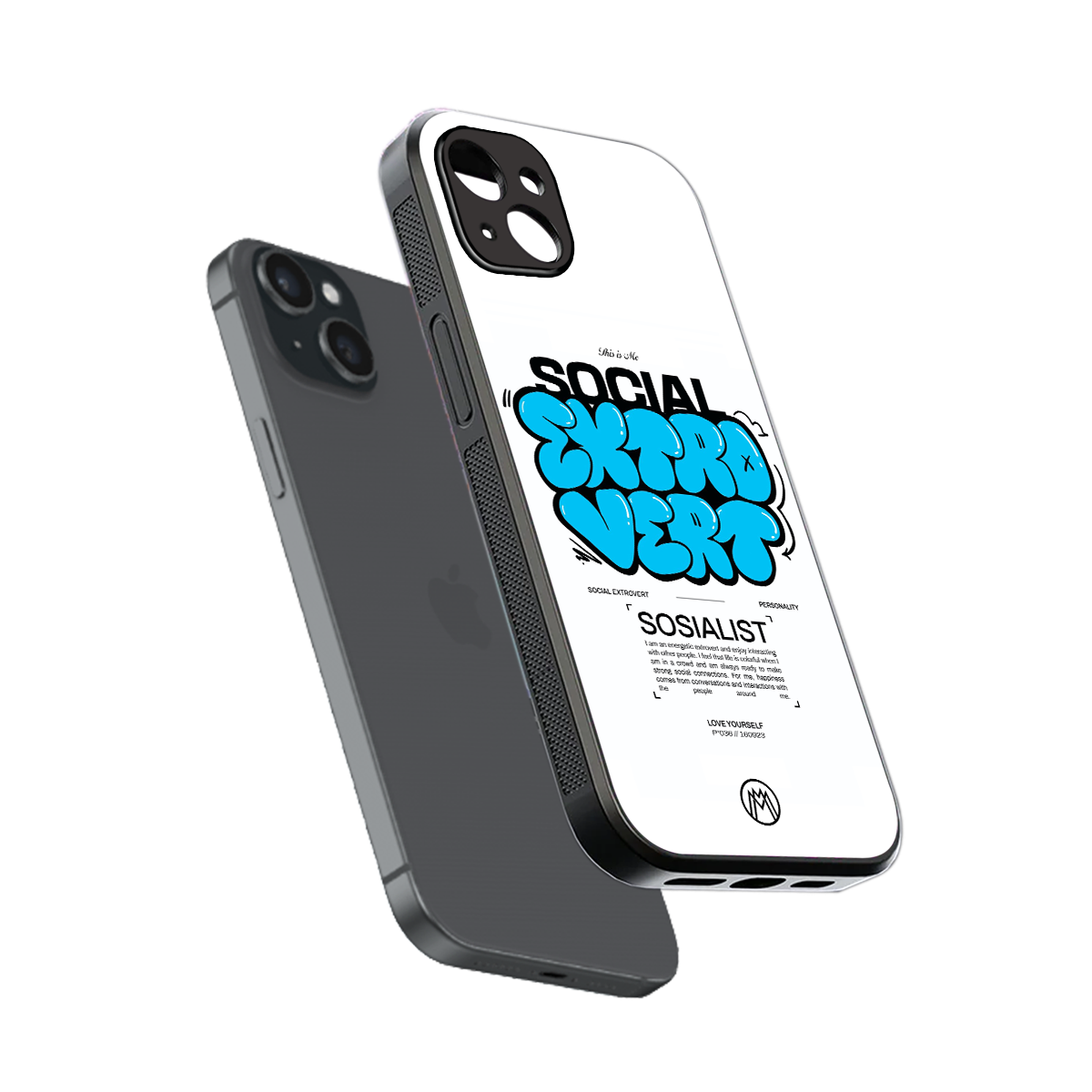 social extrovert back phone cover | glass case for iphone 15 plus