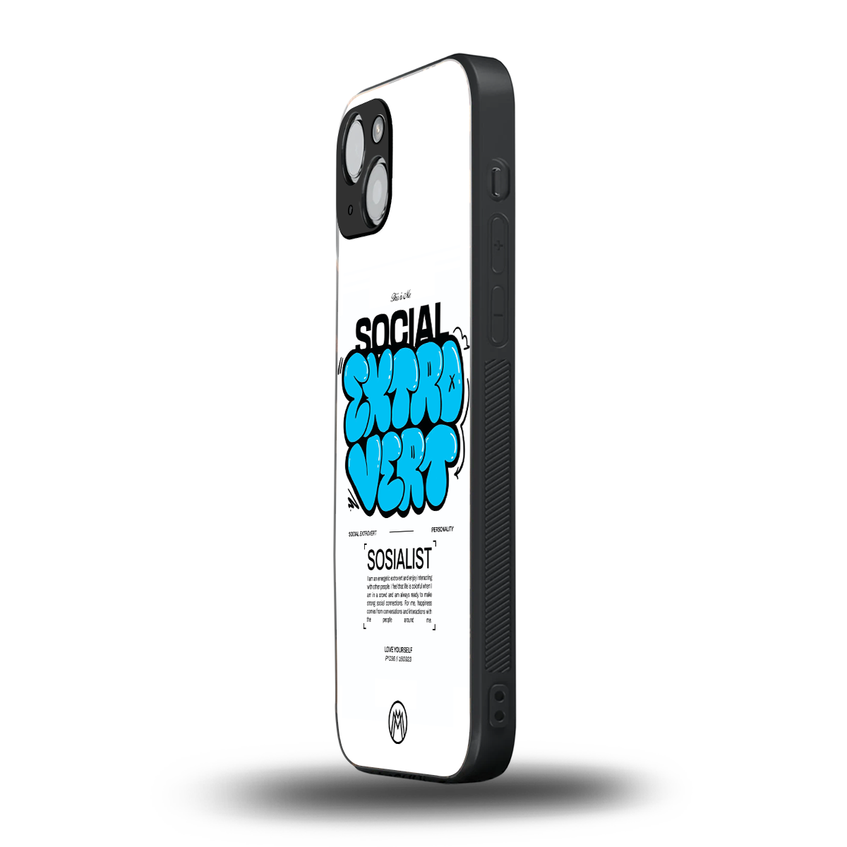 social extrovert back phone cover | glass case for iphone 14 plus