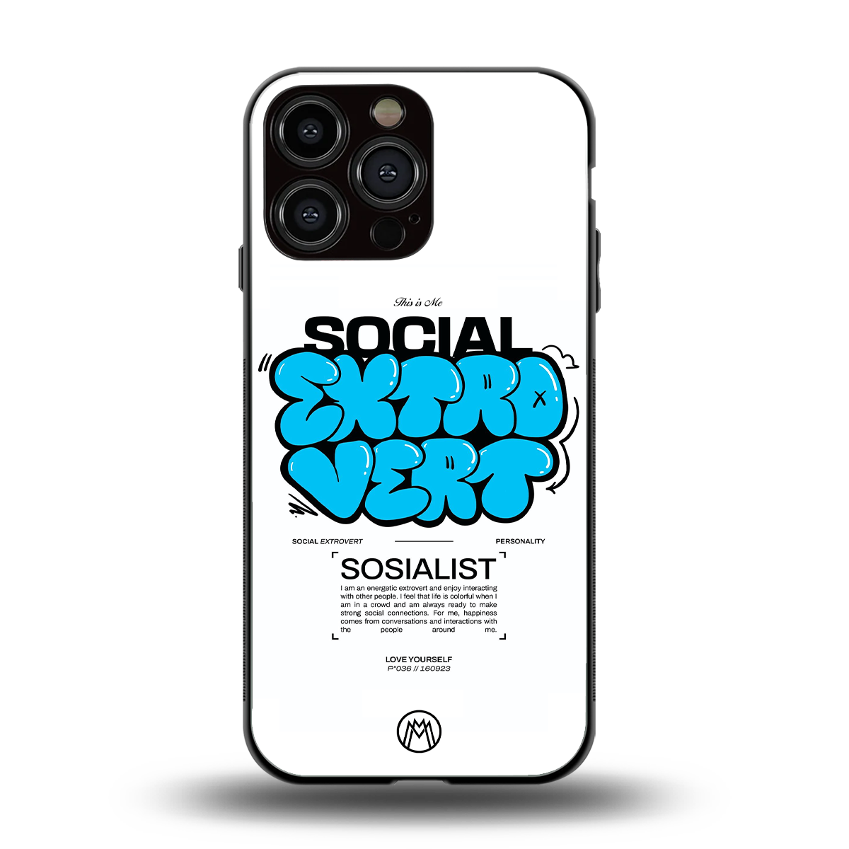 social extrovert back phone cover | glass case for iphone 14 pro max