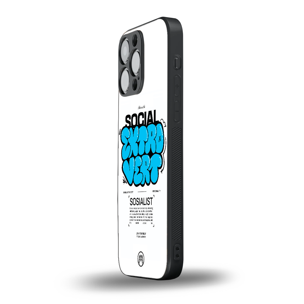 social extrovert back phone cover | glass case for iphone 14 pro max