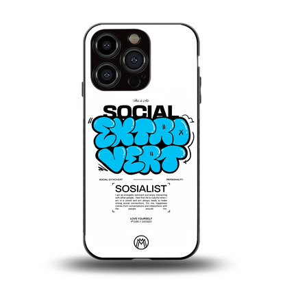 social extrovert back phone cover | glass case for iphone 14 pro