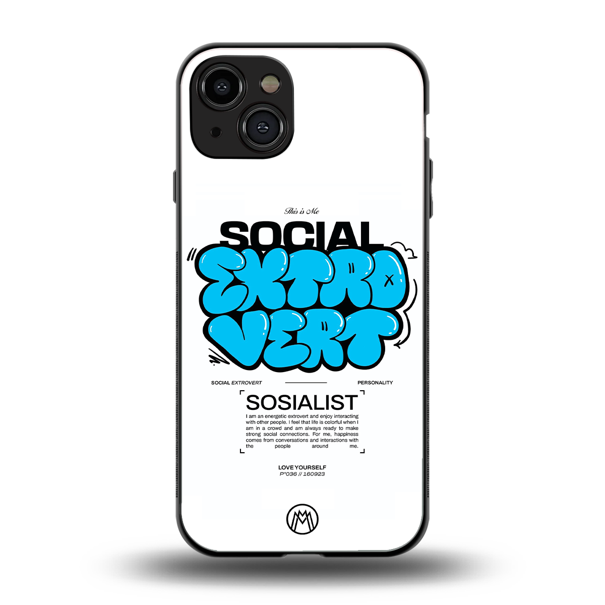 social extrovert back phone cover | glass case for iphone 15