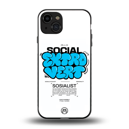 social extrovert back phone cover | glass case for iphone 15
