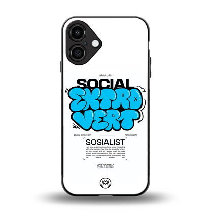 social extrovert back phone cover | glass case for iphone 16 plus